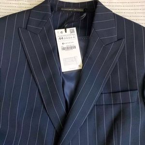 Zara Mens Blue & White Line Blazer Tailored Fit